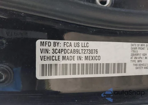 2020 Dodge Journey Se Value из США, поврежденный, VIN 3C4PDCAB9LT273076